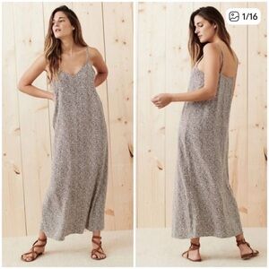 Jenni Kayne Gray Spotted Maxi Slip Dress